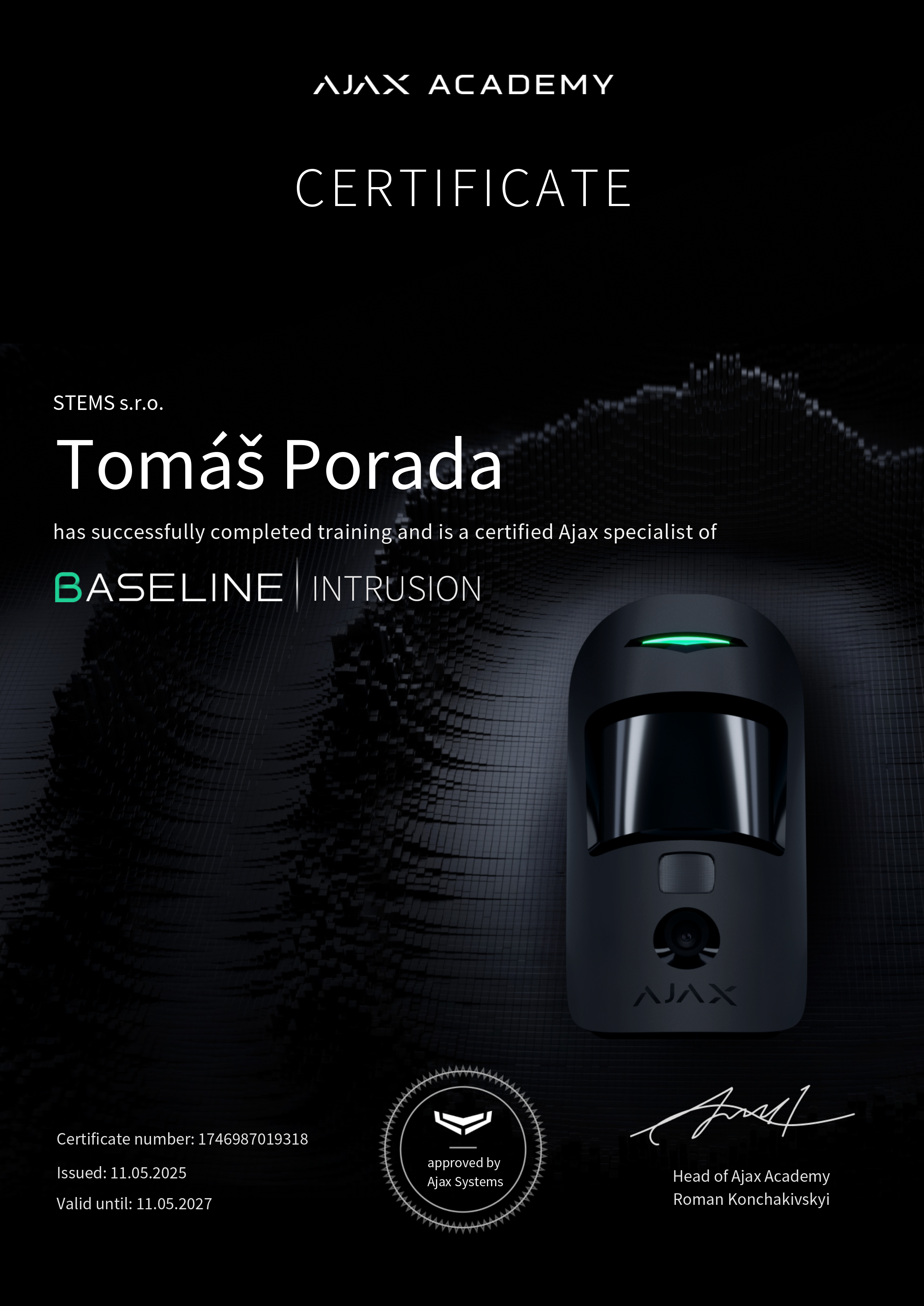 Ajax Baseline Intrusion Certificate
